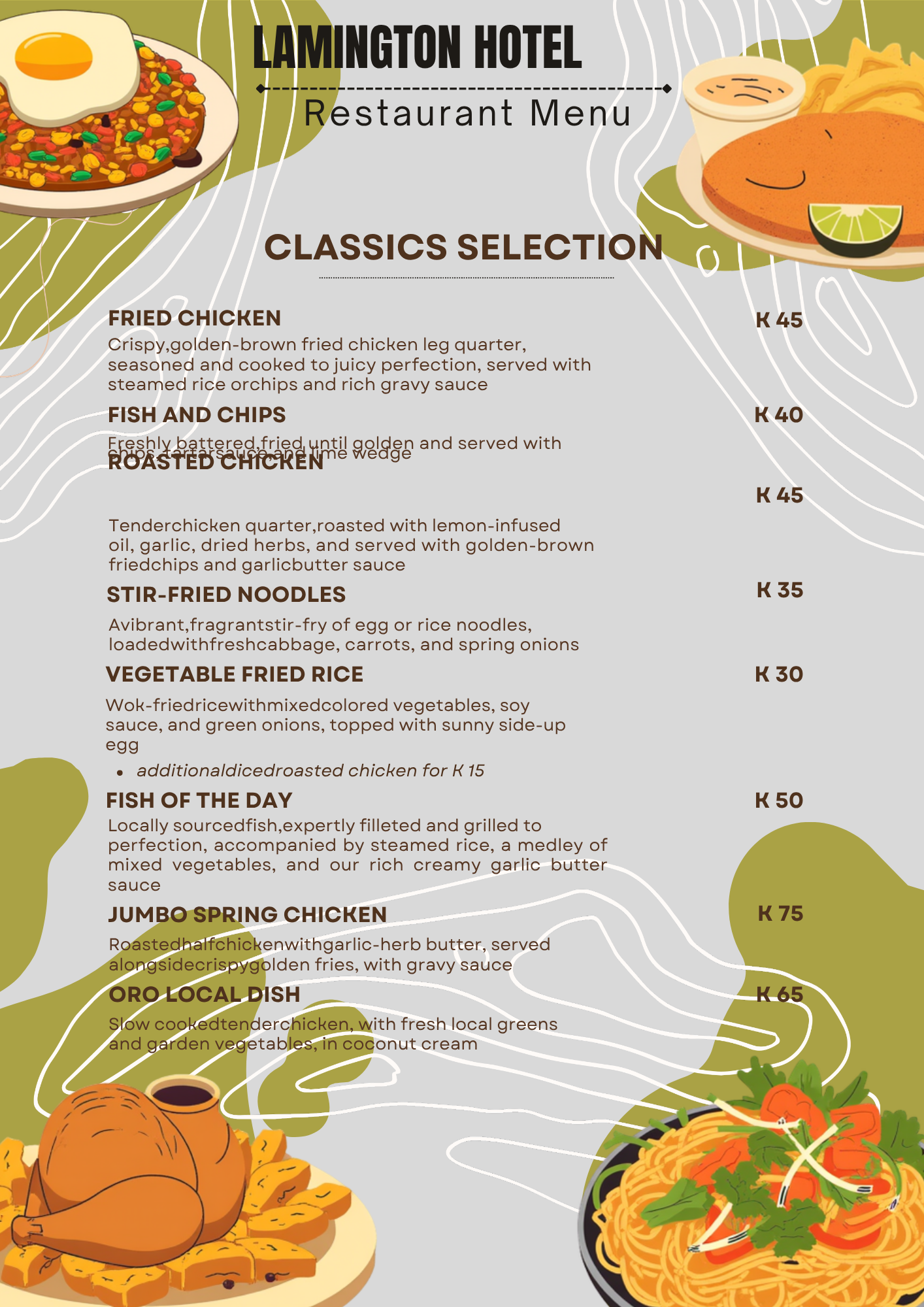 Classics menu